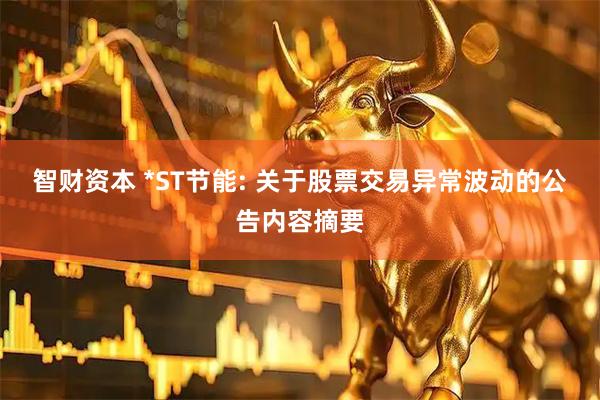 智财资本 *ST节能: 关于股票交易异常波动的公告内容摘要
